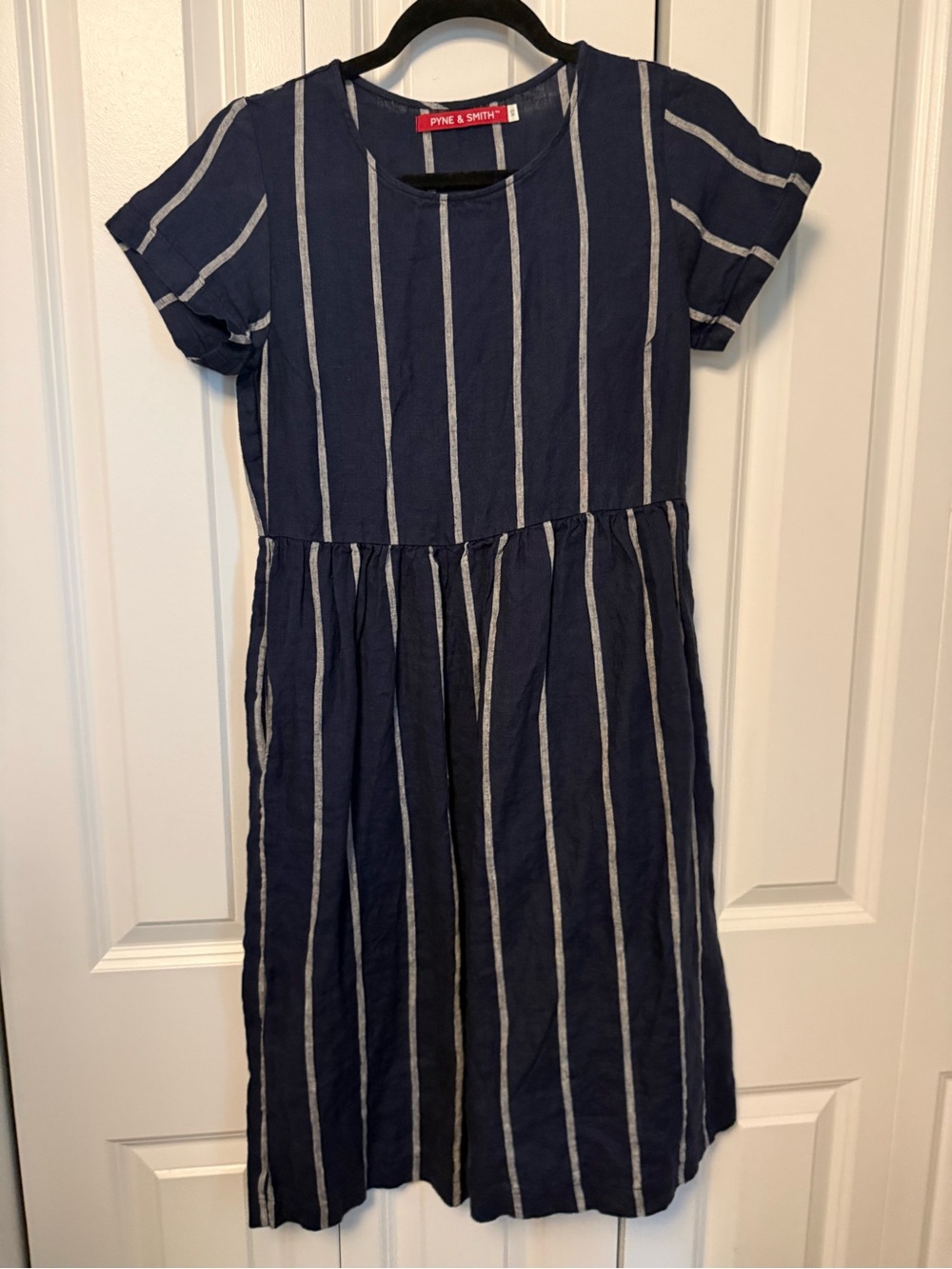 Pine & Smith Navy Stripe Short Sleeve Dress